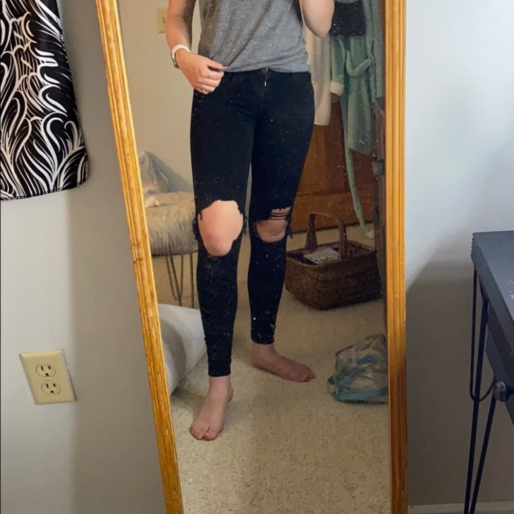 American eagle black ripped skinny jeans
